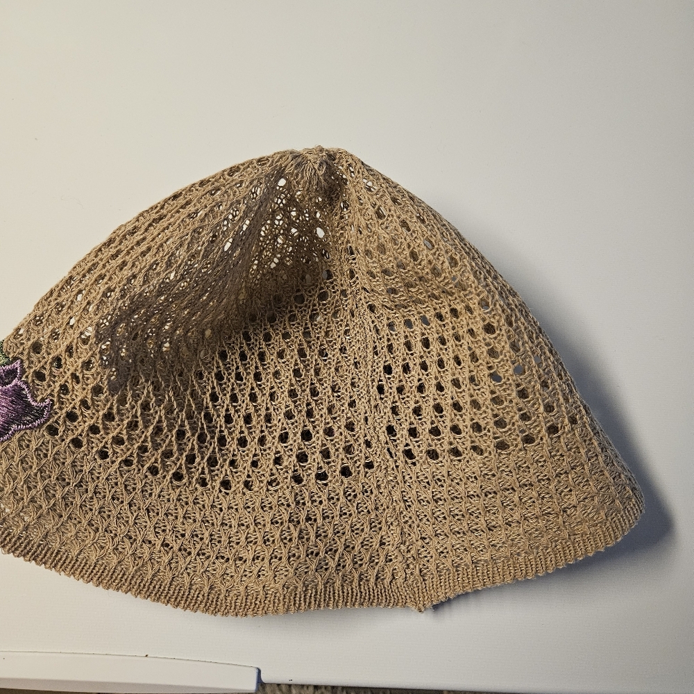 Embroidered Floral Tan Hat - Picture 2 of 2